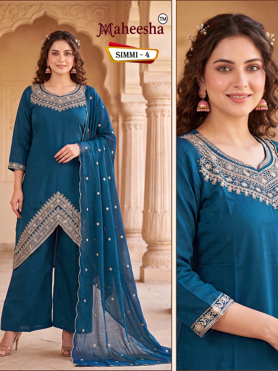 Simmi Maheesha Chanderi Readymade Plazzo Style Suits Manufacturer India