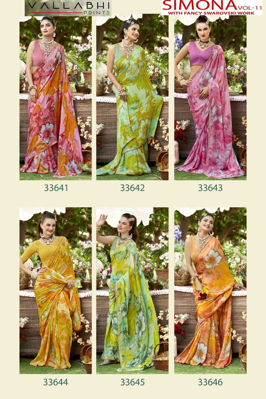Simona Vol 11 Vallabhi Prints Georgette Sarees Manufacturer India
