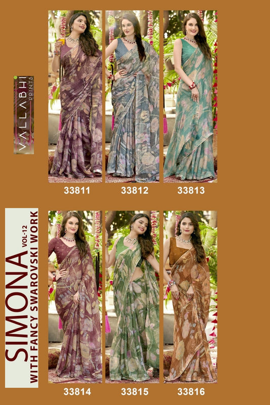 Simona Vol 12 Vallabhi Prints Georgette Sarees Supplier India