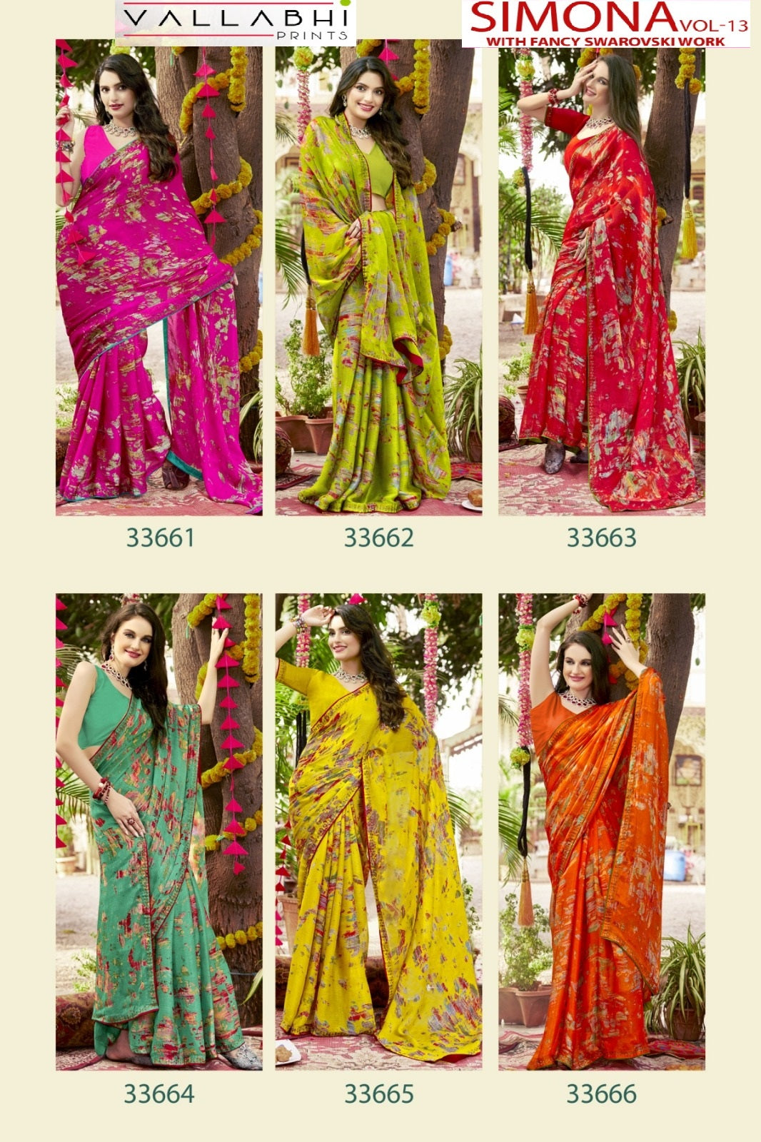 Simona Vol 13 Vallabhi Prints Georgette Sarees Wholesale Price
