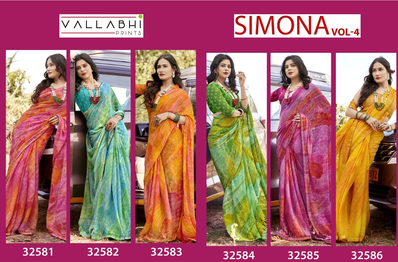 Simona Vol 4 Vallabhi Prints Chiffon Sarees Wholesaler Ahmedabad