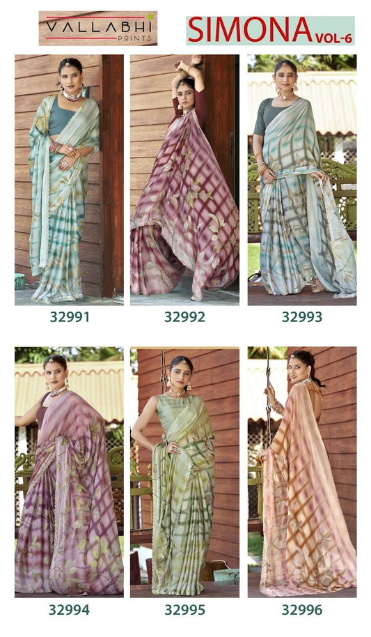 Simona Vol 6 Vallabhi Prints Chiffon Sarees Wholesale Price