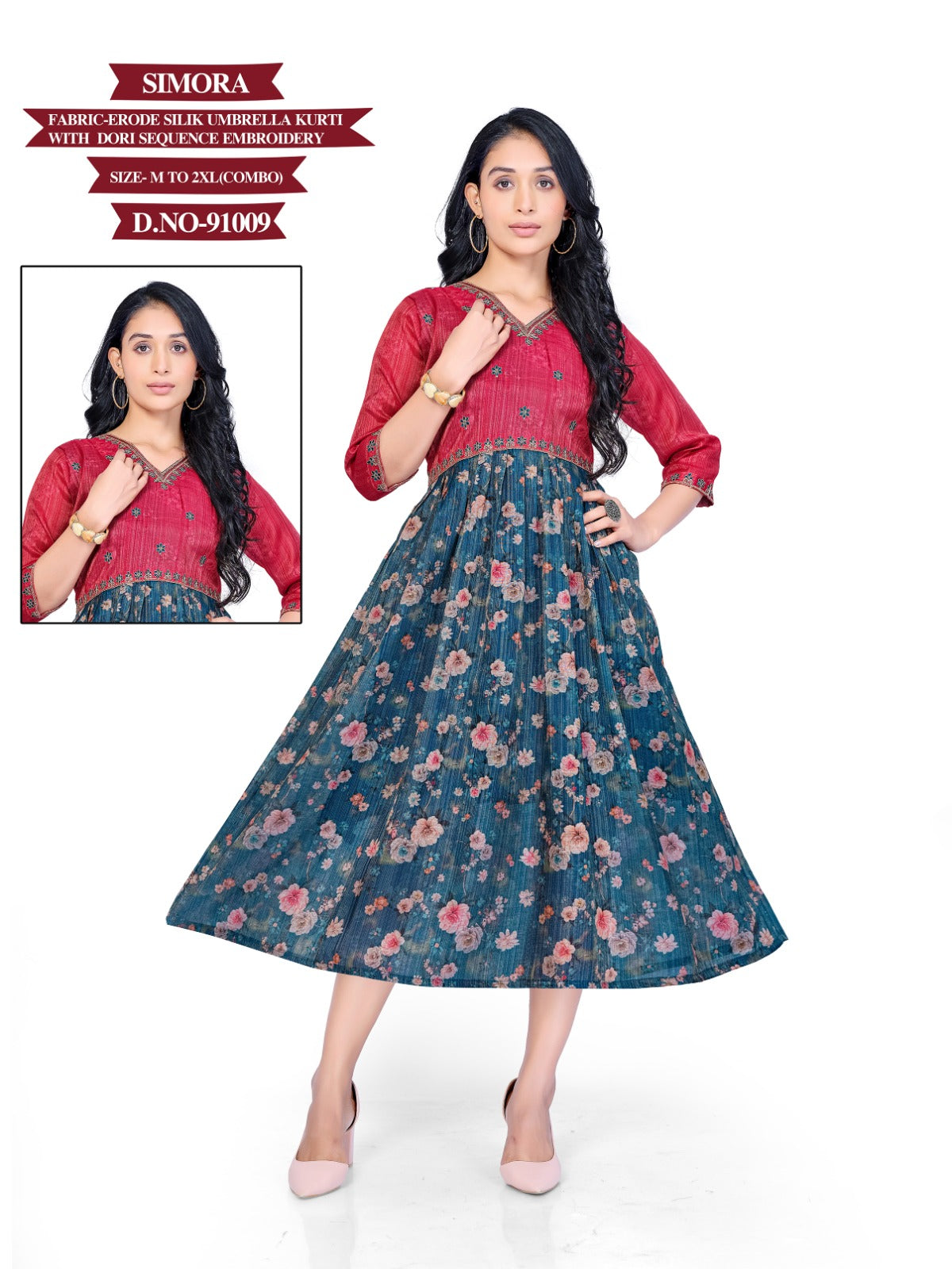 Simora Mayra Erode Silk Anarkali Kurtis Manufacturer Gujarat