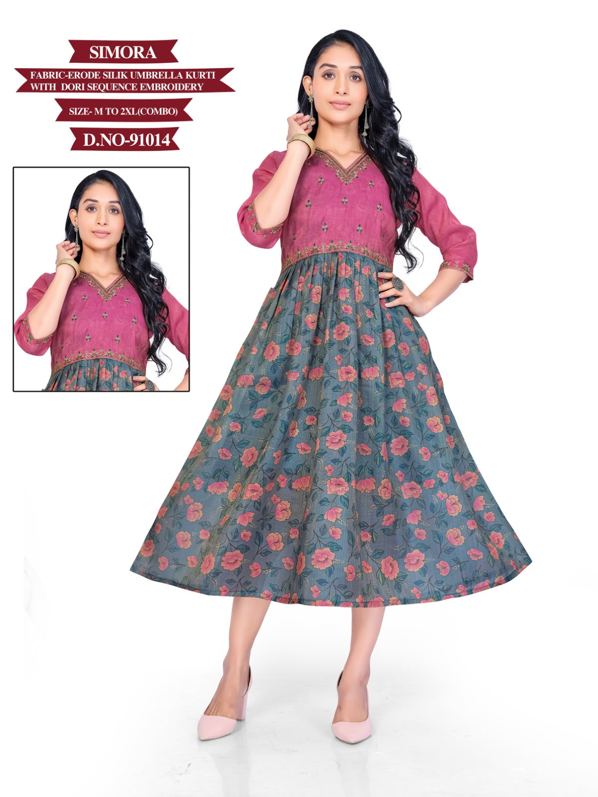 Simora Mayra Erode Silk Anarkali Kurtis Manufacturer Gujarat