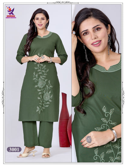 Simply Pretty Mlm Kalash Lifestyle Cotton Kurti Plazzo Set Wholesale Rate