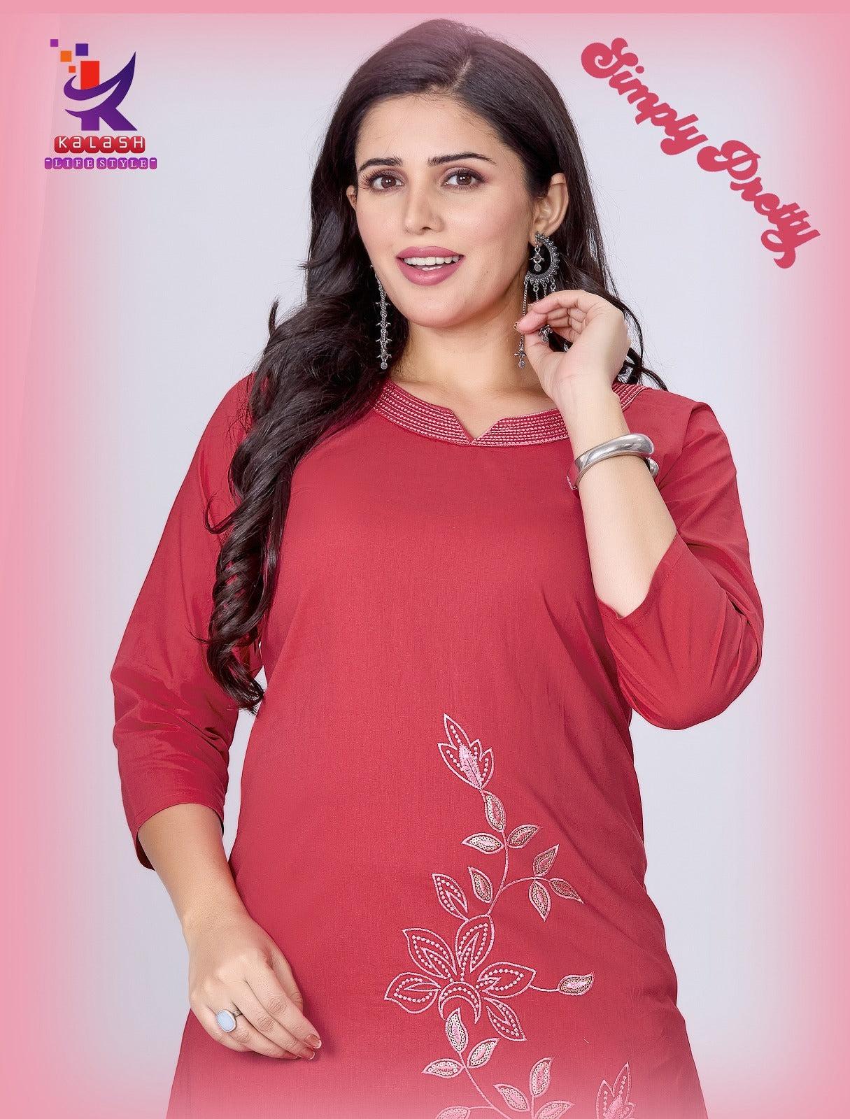 Simply Pretty Mlm Kalash Lifestyle Cotton Kurti Plazzo Set Wholesale Rate