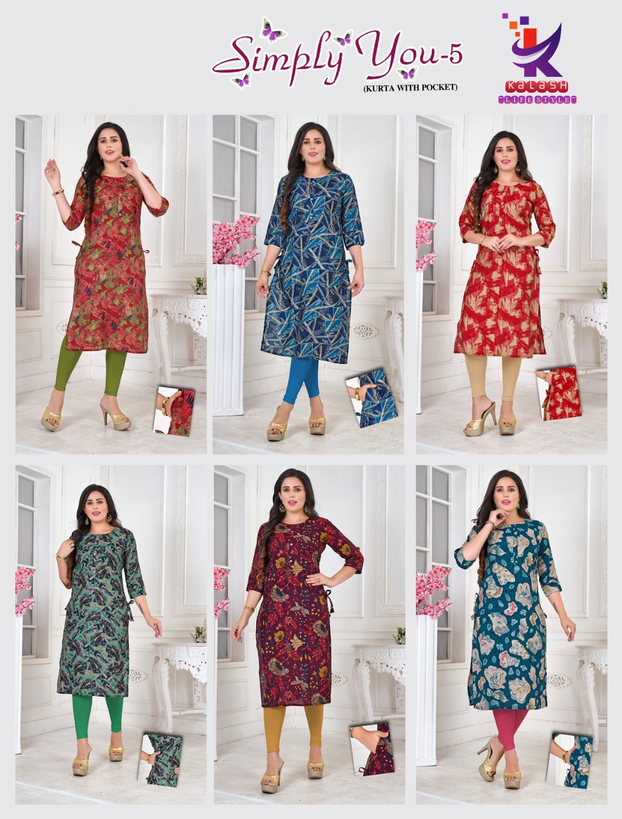 Simply You 5 Mlm Kalash Lifestyle Muslin Kurti With Pocket Exporter Gujarat