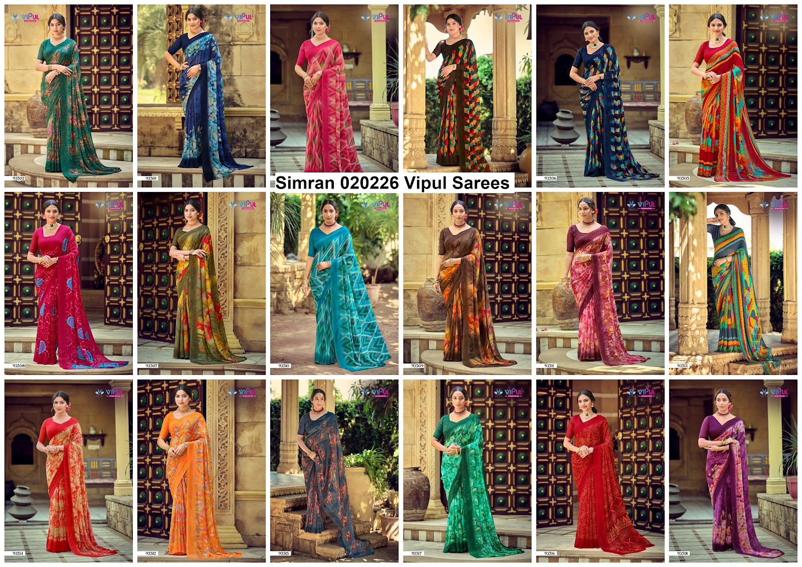 Simran 020226 Vipul Georgette Sarees Supplier India