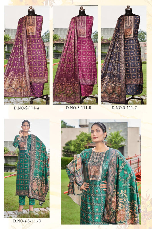 Simran 111 Blue Hills Velvet Suits Wholesale Price