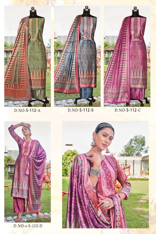 Simran 112 Blue Hills Velvet Suits Exporter Ahmedabad