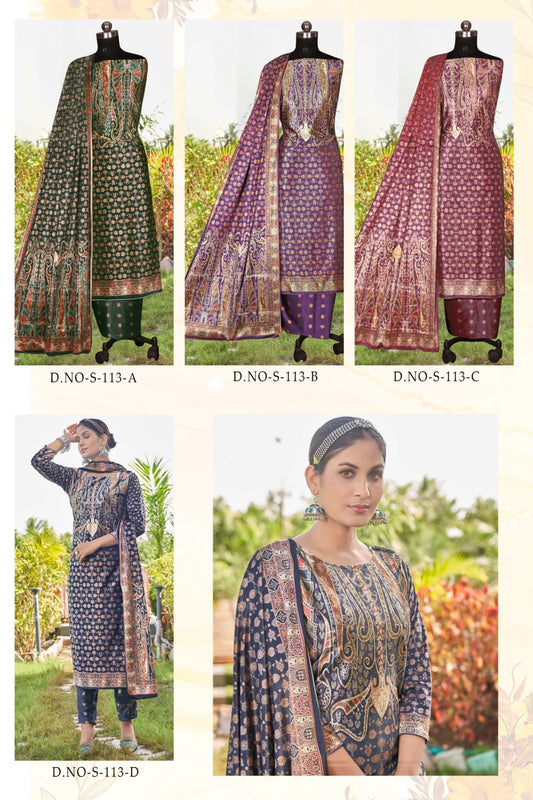 Simran 113 Blue Hills Velvet Suits Wholesaler Ahmedabad