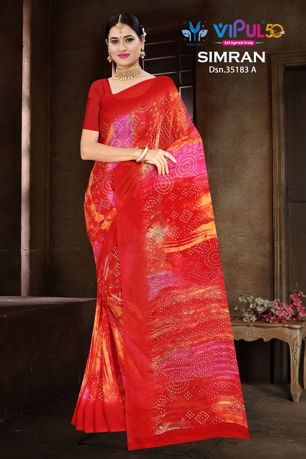 Simran 35183 Vipul Georgette Sarees Supplier Ahmedabad
