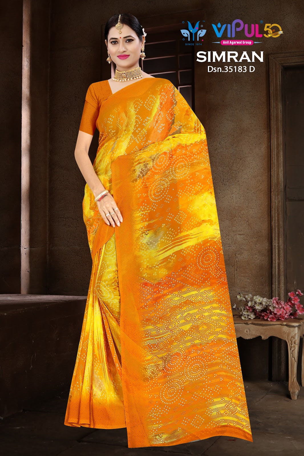 Simran 35183 Vipul Georgette Sarees Supplier Ahmedabad