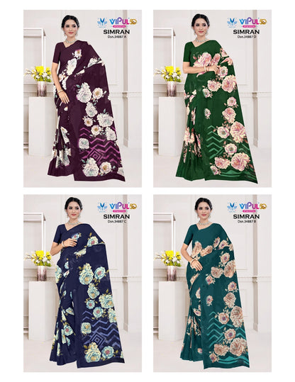 Simran 35187 Vipul Georgette Sarees Exporter Ahmedabad