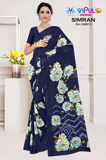 Simran 35187 Vipul Georgette Sarees Exporter Ahmedabad
