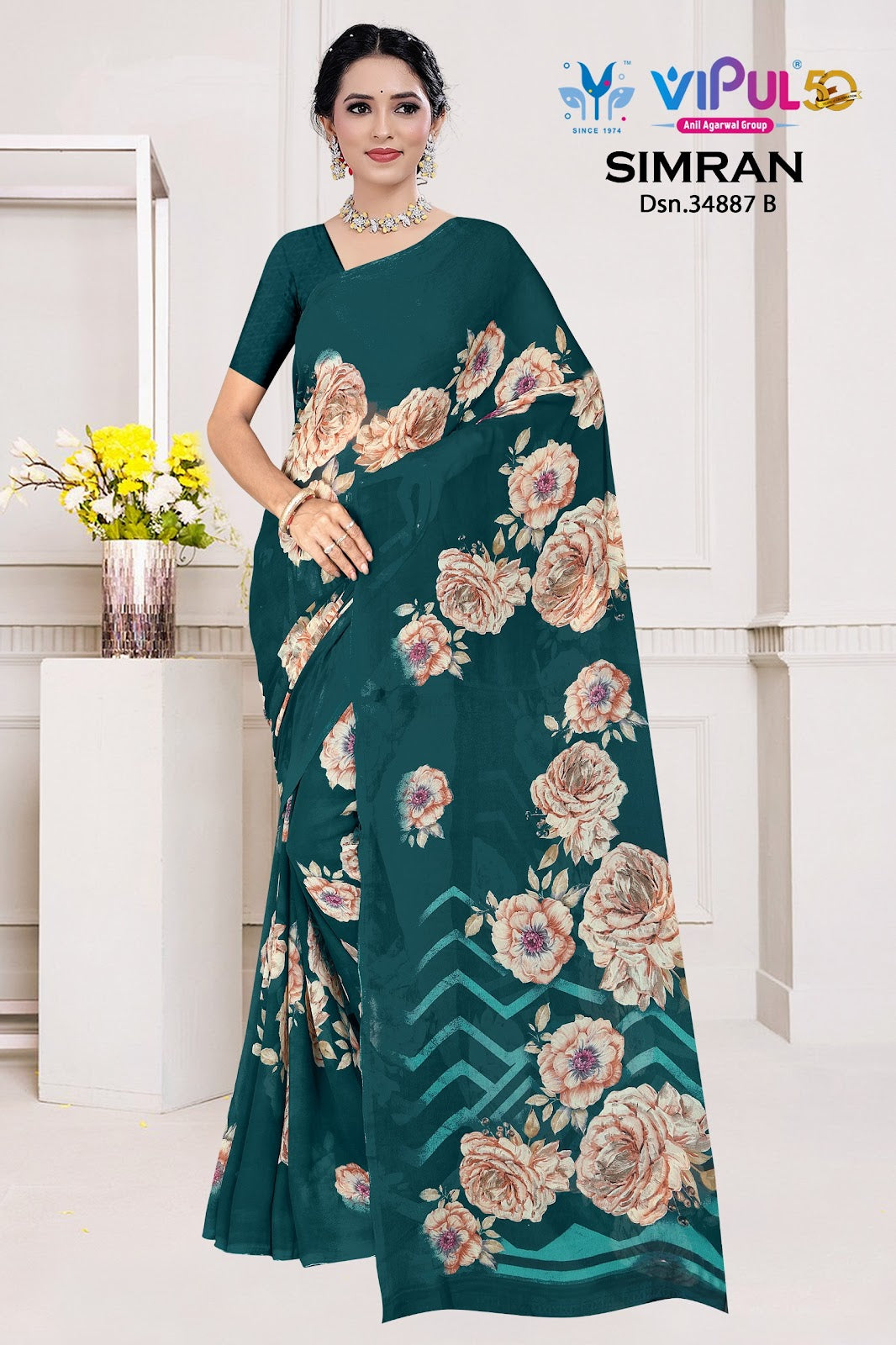 Simran 35187 Vipul Georgette Sarees Exporter Ahmedabad