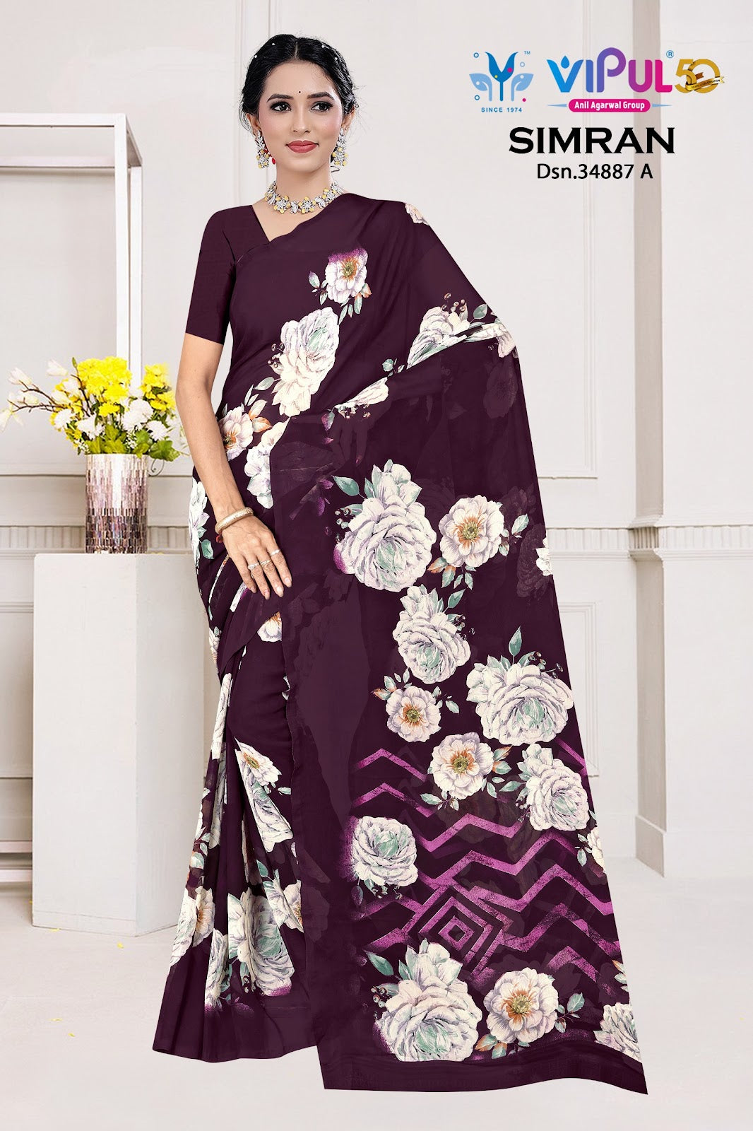 Simran 35187 Vipul Georgette Sarees Exporter Ahmedabad