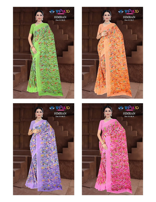 Simran 35196 Vipul Georgette Sarees Wholesaler Ahmedabad