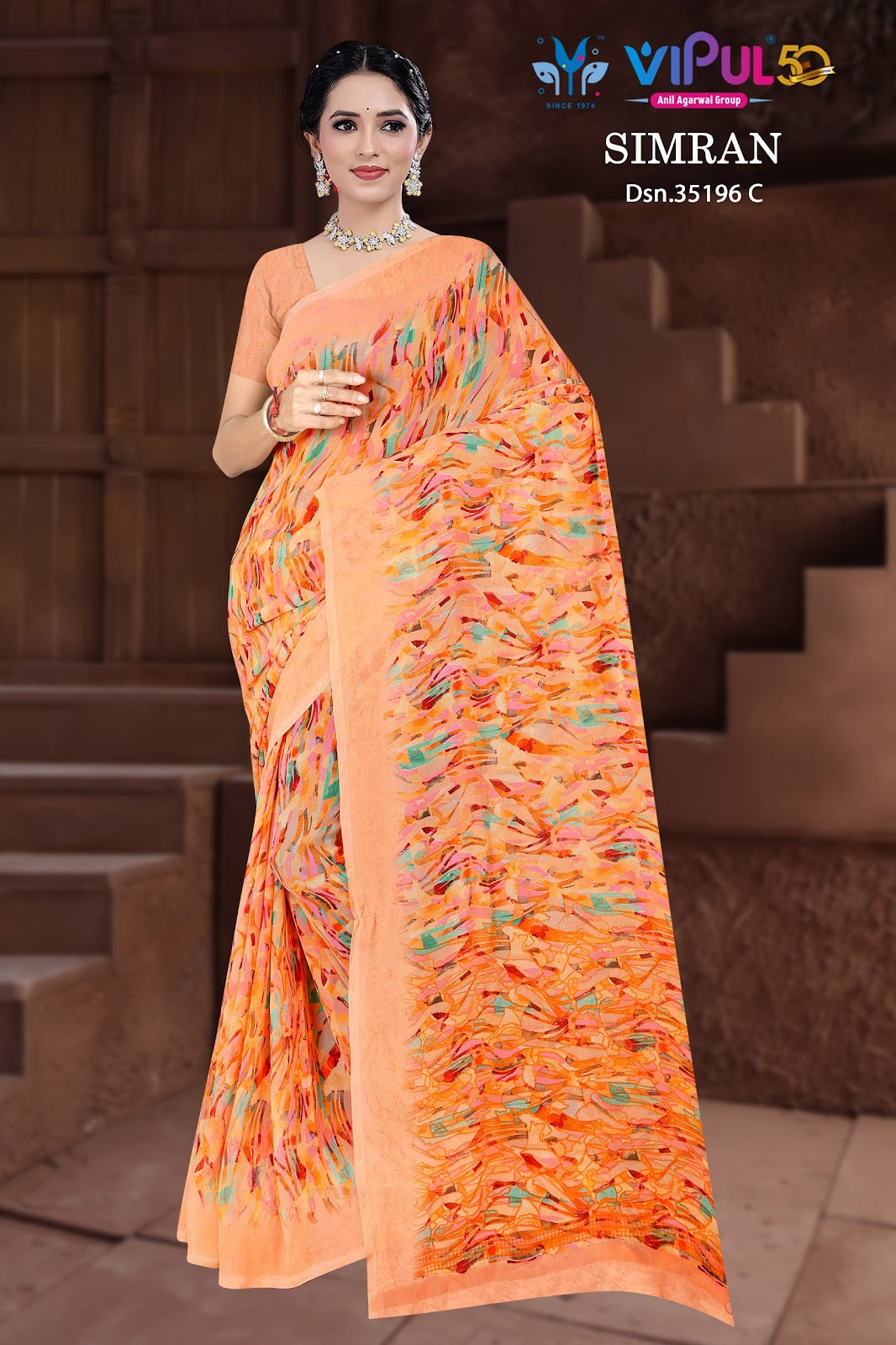 Simran 35196 Vipul Georgette Sarees Wholesaler Ahmedabad