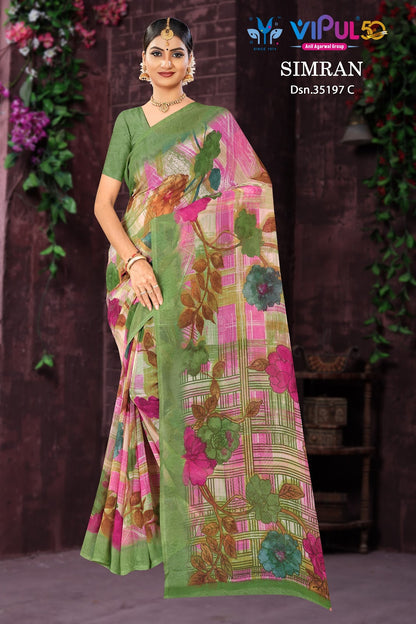 Simran 35197 Vipul Georgette Sarees Wholesale Price