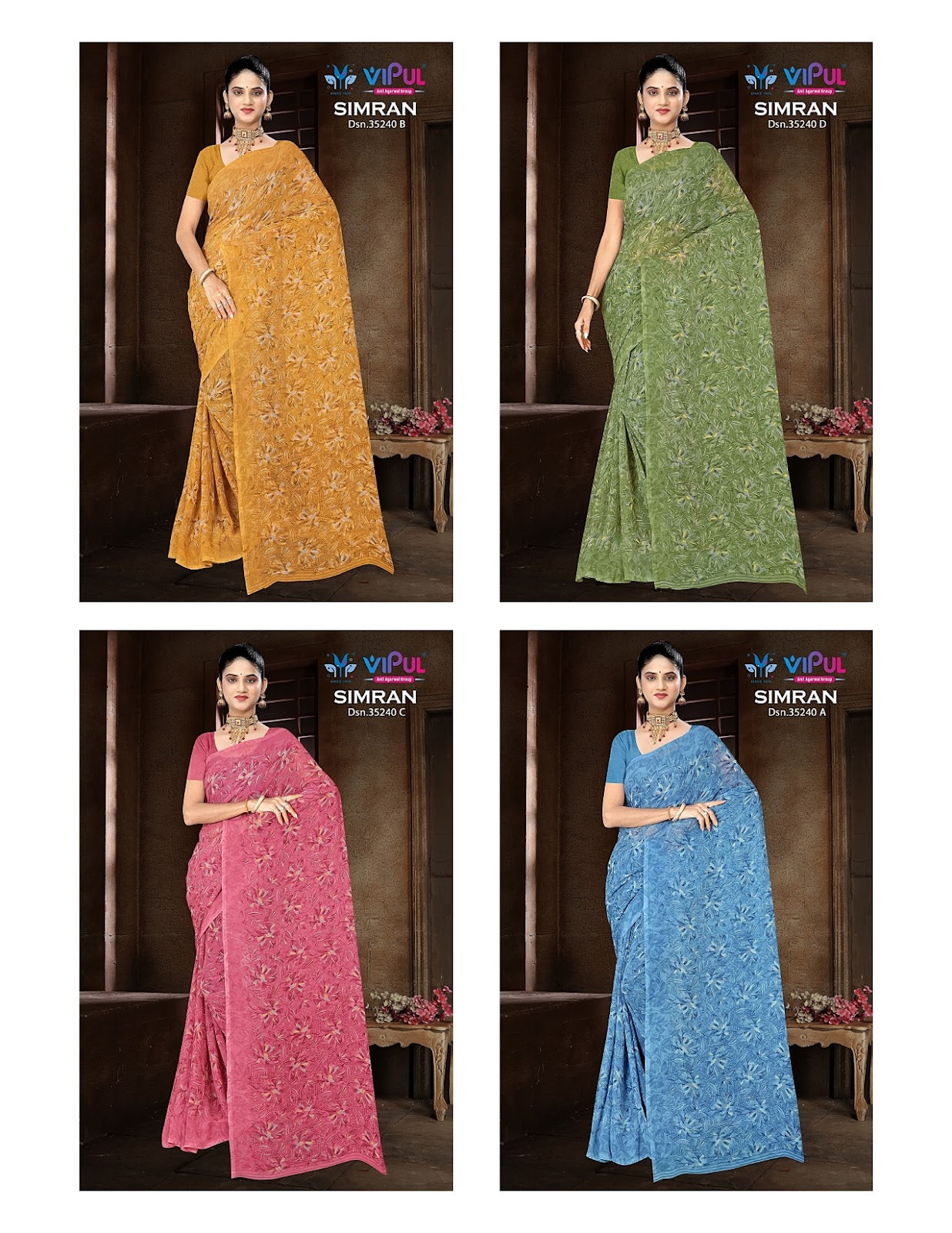 Simran 35240 Vipul Georgette Sarees Supplier India