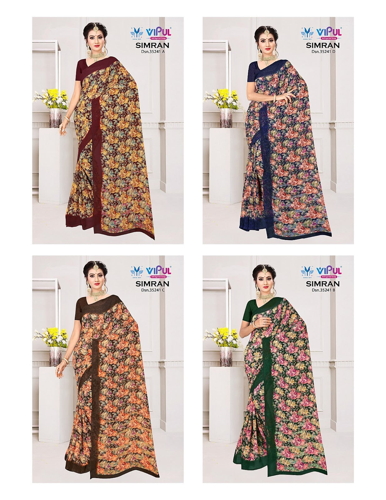 Simran 35241 Vipul Georgette Sarees Exporter India
