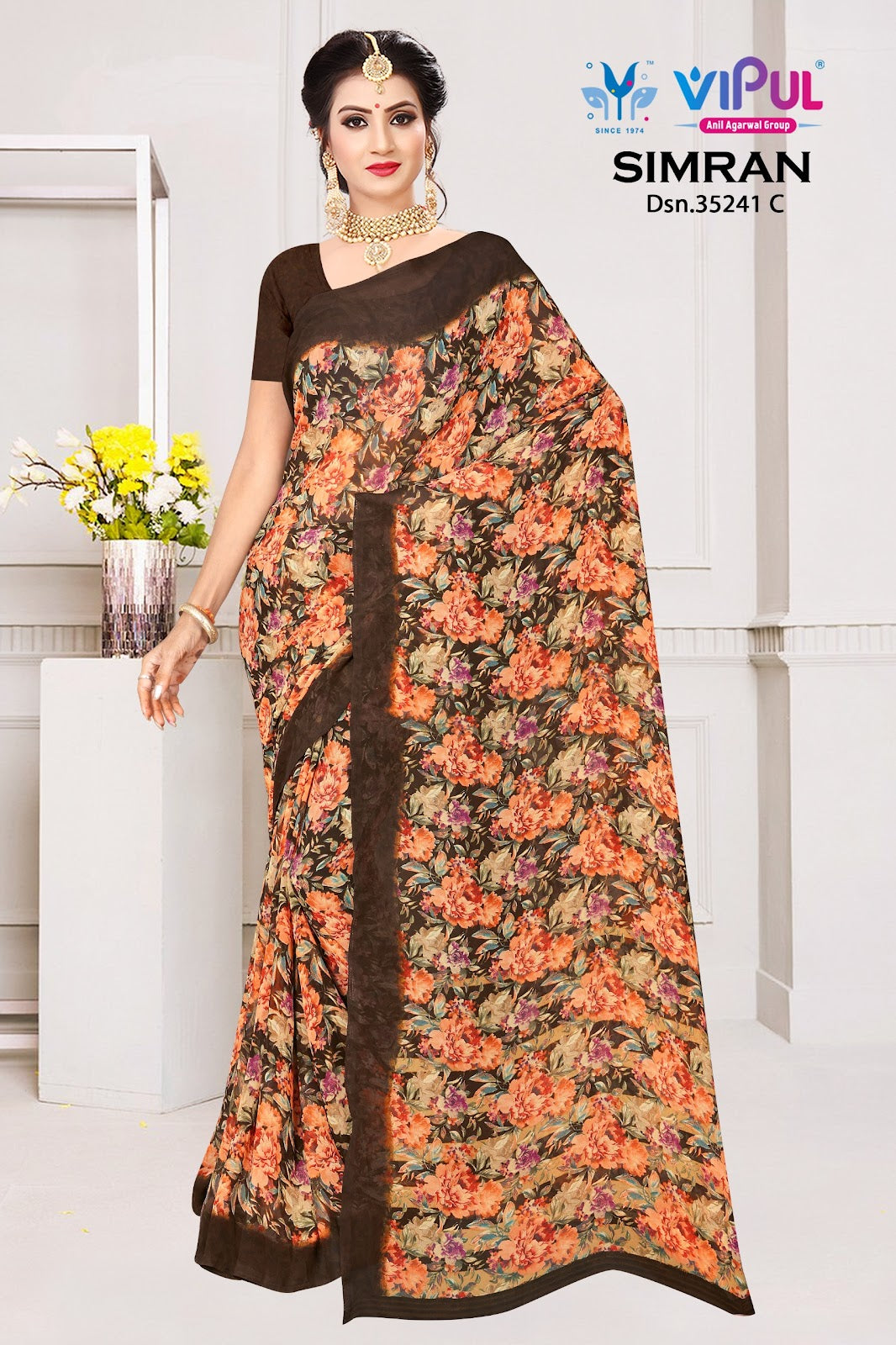 Simran 35241 Vipul Georgette Sarees Exporter India