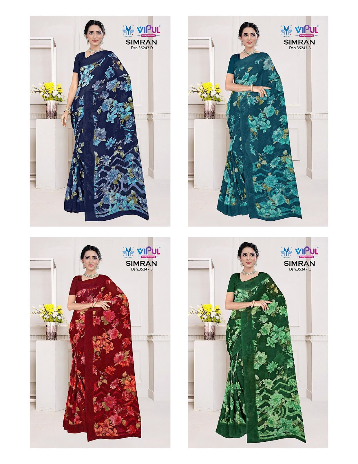Simran 35247 Vipul Georgette Sarees Manufacturer Gujarat