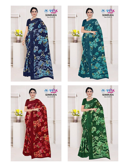 Simran 35247 Vipul Georgette Sarees Manufacturer Gujarat