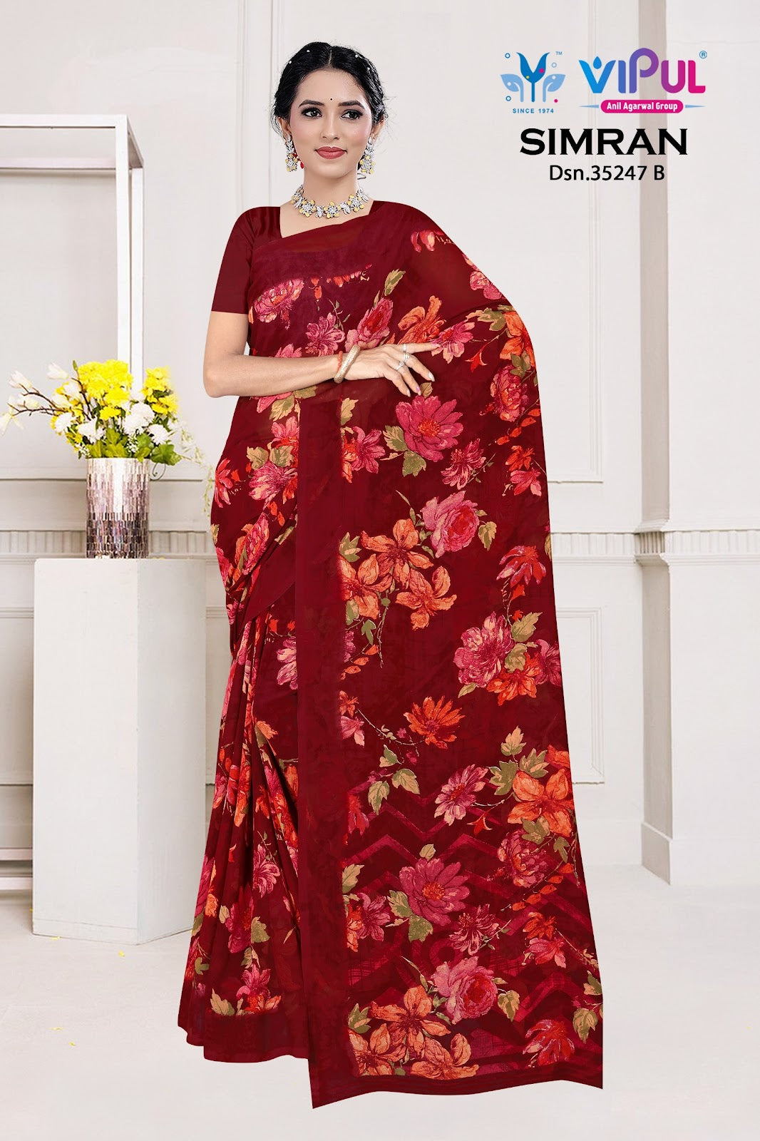 Simran 35247 Vipul Georgette Sarees Manufacturer Gujarat