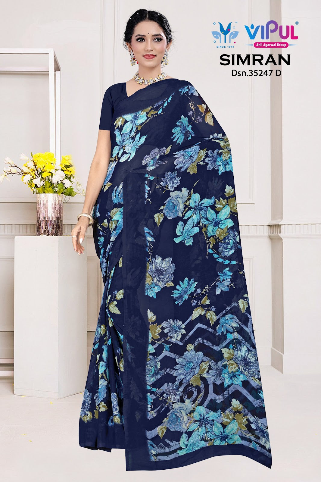 Simran 35247 Vipul Georgette Sarees Manufacturer Gujarat