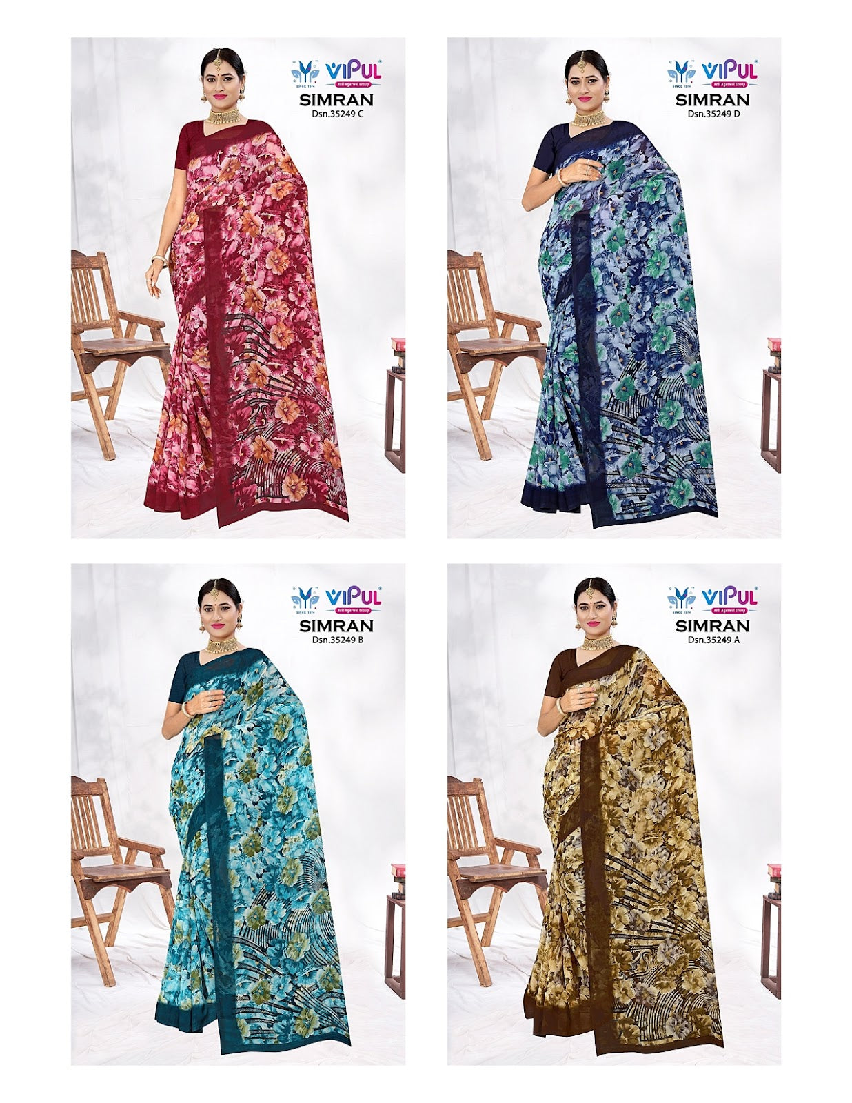 Simran 35249 Vipul Georgette Sarees Wholesaler India