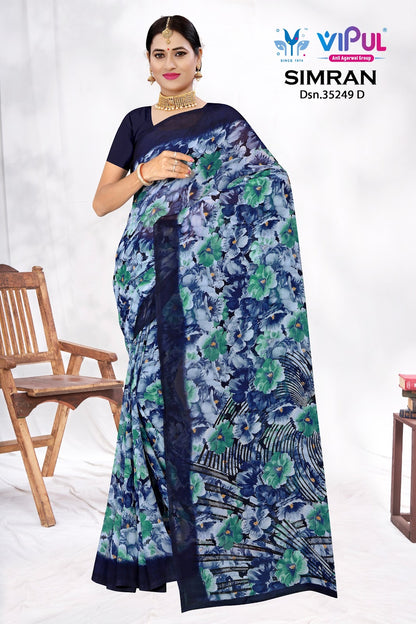 Simran 35249 Vipul Georgette Sarees Wholesaler India