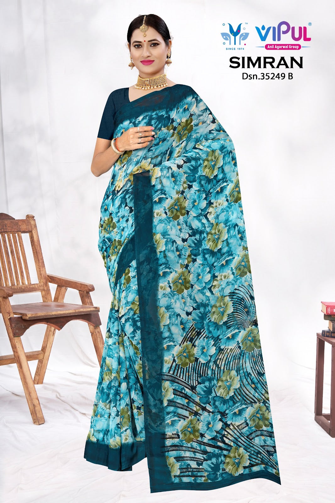 Simran 35249 Vipul Georgette Sarees Wholesaler India