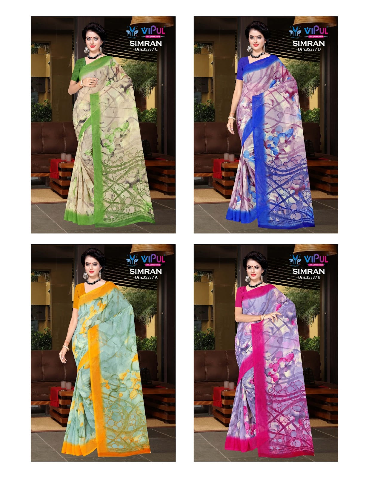 Simran 35337 Vipul Georgette Sarees Exporter Ahmedabad