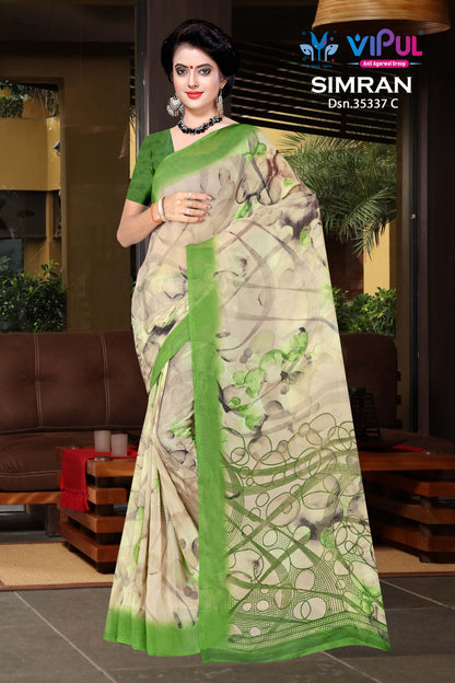 Simran 35337 Vipul Georgette Sarees Exporter Ahmedabad