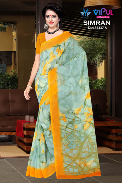 Simran 35337 Vipul Georgette Sarees Exporter Ahmedabad