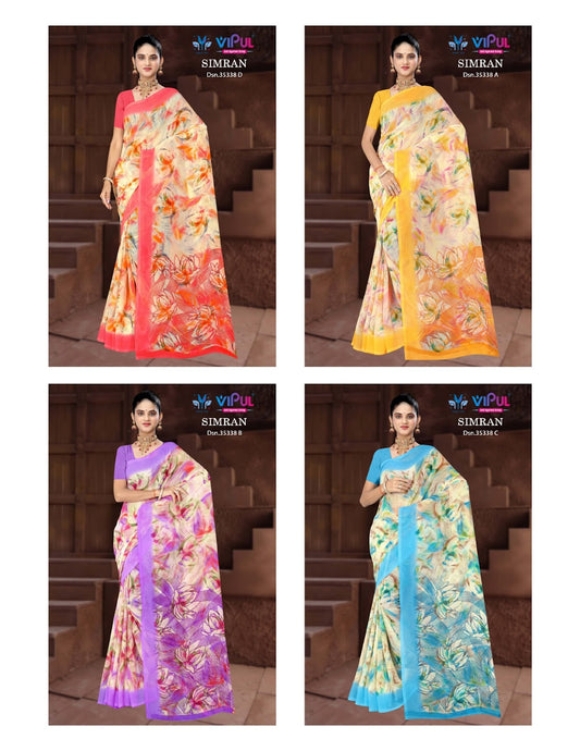 Simran 35338 Vipul Georgette Sarees Wholesaler Ahmedabad