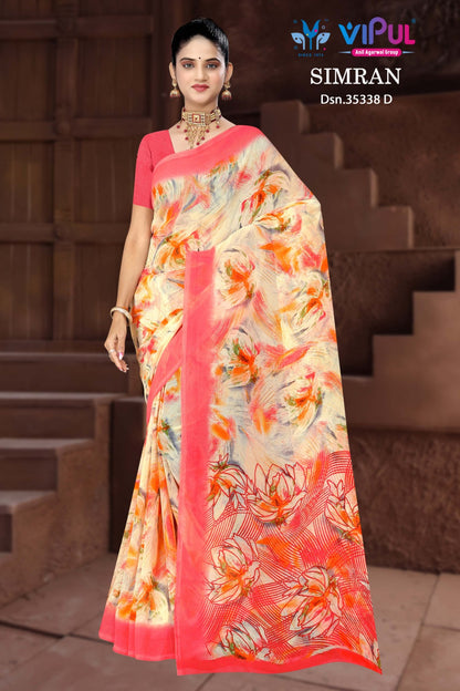 Simran 35338 Vipul Georgette Sarees Wholesaler Ahmedabad