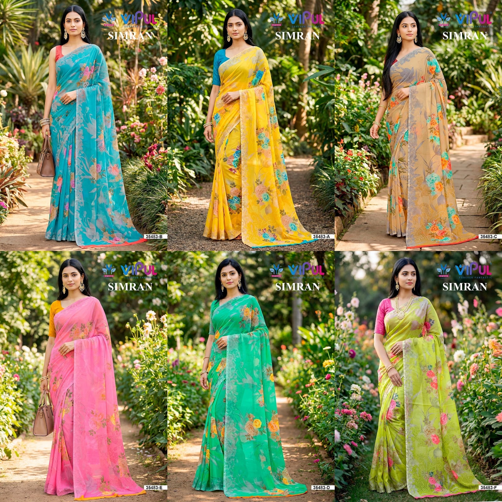 Simran 35483 Vipul Georgette Sarees Exporter