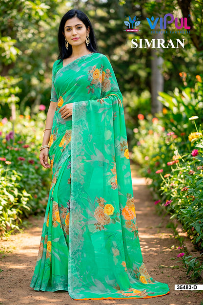 Simran 35483 Vipul Georgette Sarees Exporter