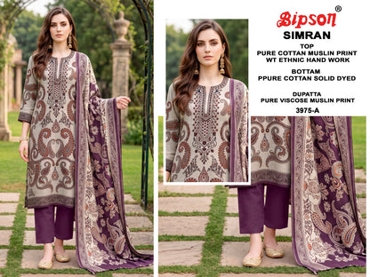 Simran 3974-3975 Bipson Prints Cotton Muslin Pant Style Suits Exporter India