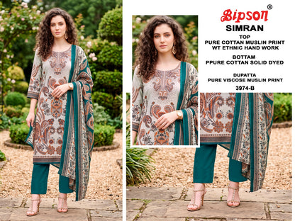 Simran 3974-3975 Bipson Prints Cotton Muslin Pant Style Suits Exporter India