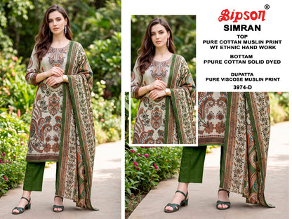 Simran 3974-3975 Bipson Prints Cotton Muslin Pant Style Suits Exporter India