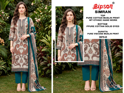 Simran 3974-3975 Bipson Prints Cotton Muslin Pant Style Suits Exporter India