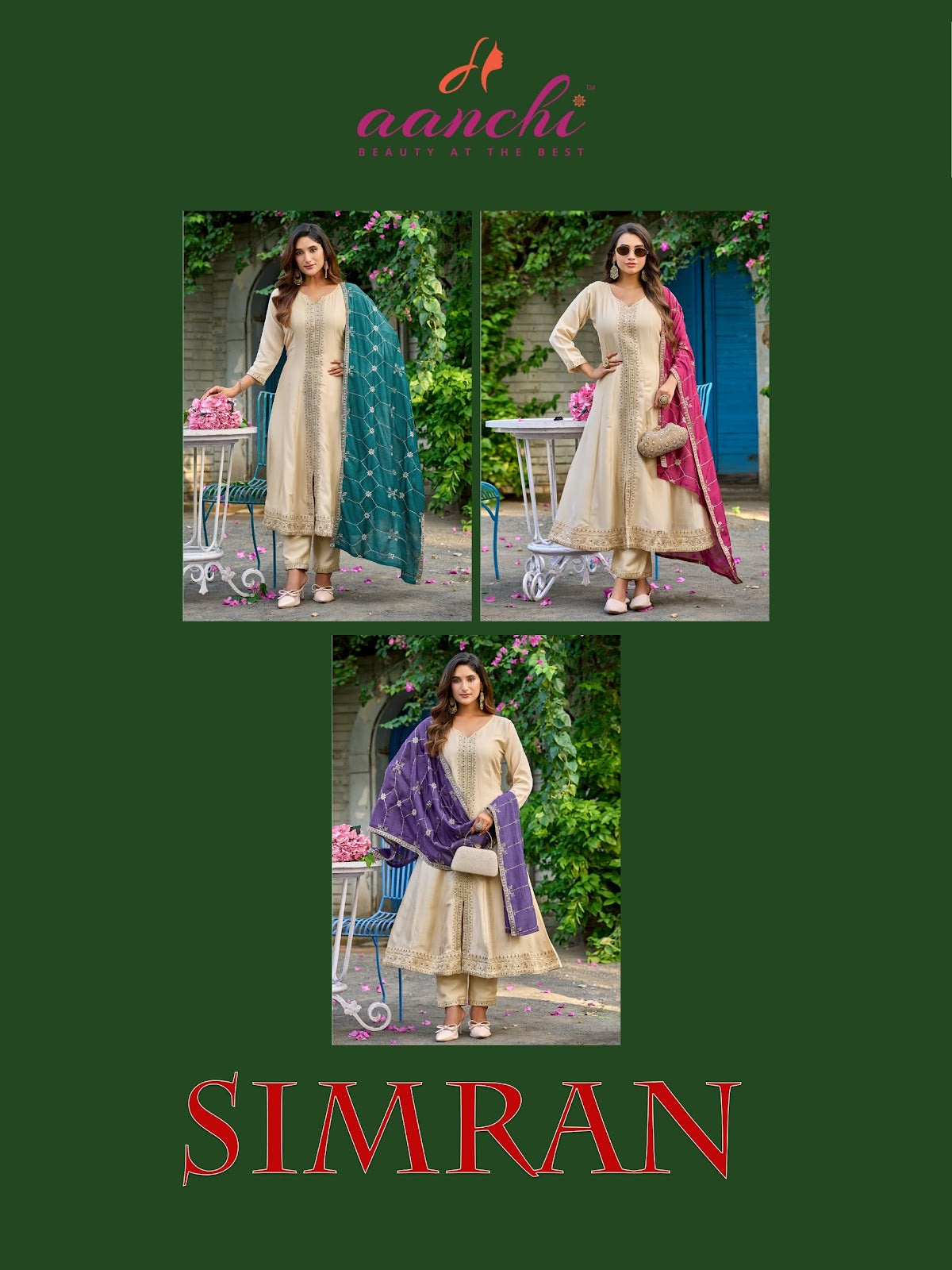 Simran Aanchi Vichitra Silk Readymade Pant Style Suits Supplier Gujarat