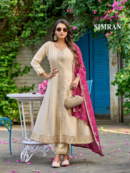 Simran Aanchi Vichitra Silk Readymade Pant Style Suits Supplier Gujarat