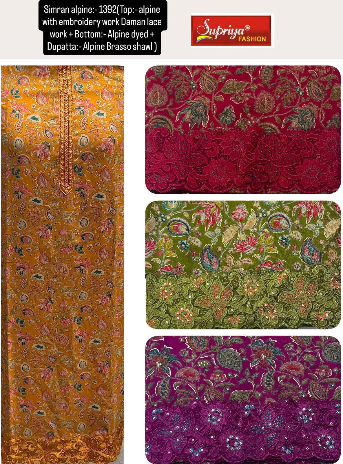 Simran Alpine Winter 0612 Supriya Fashion Alpine Salwar Suits Manufacturer India