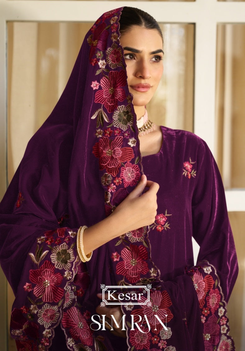 Simran Kesar Velvet Suits Wholesaler India