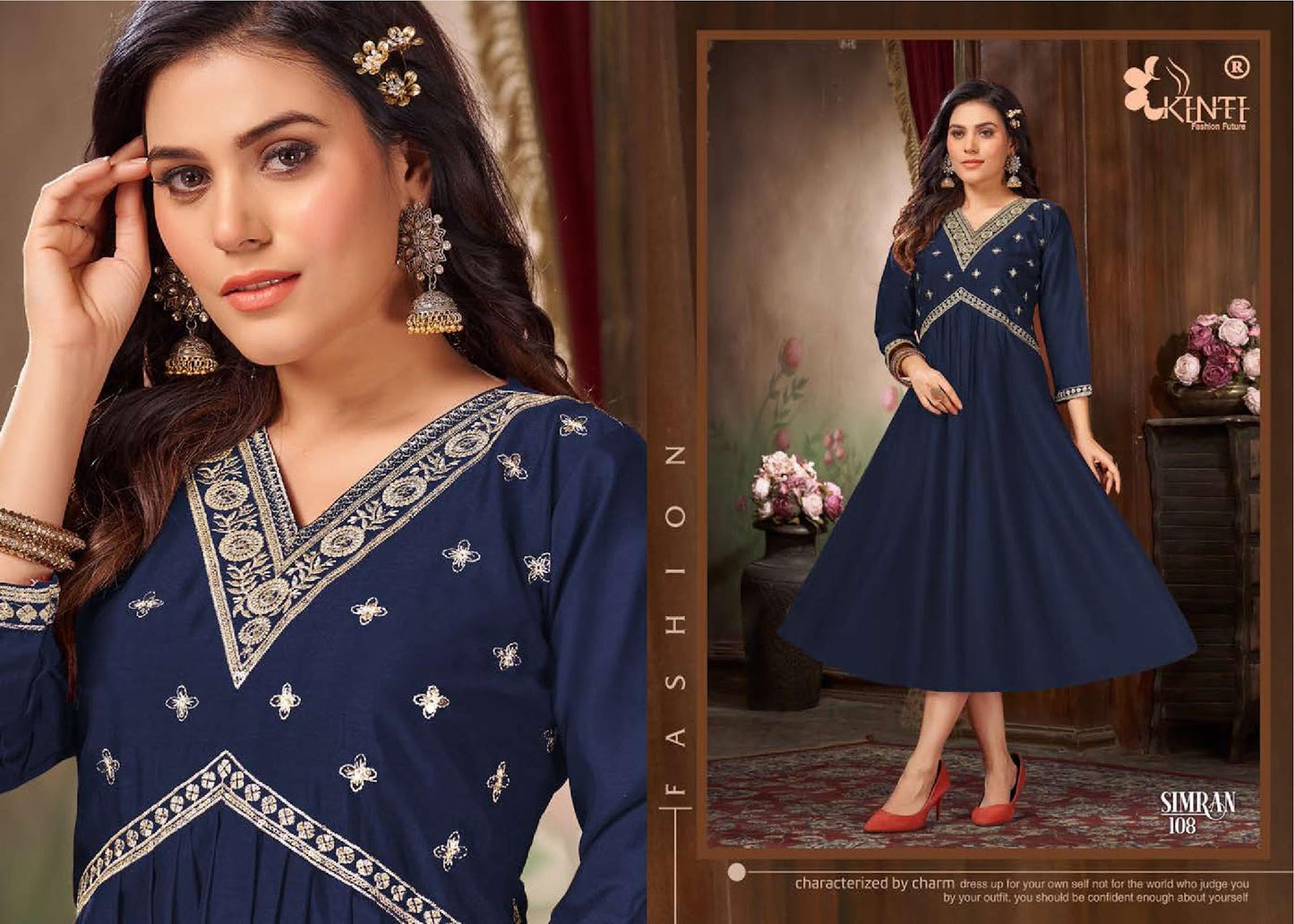 Simran Kinti Vichitra Silk Kurtis Wholesale Price